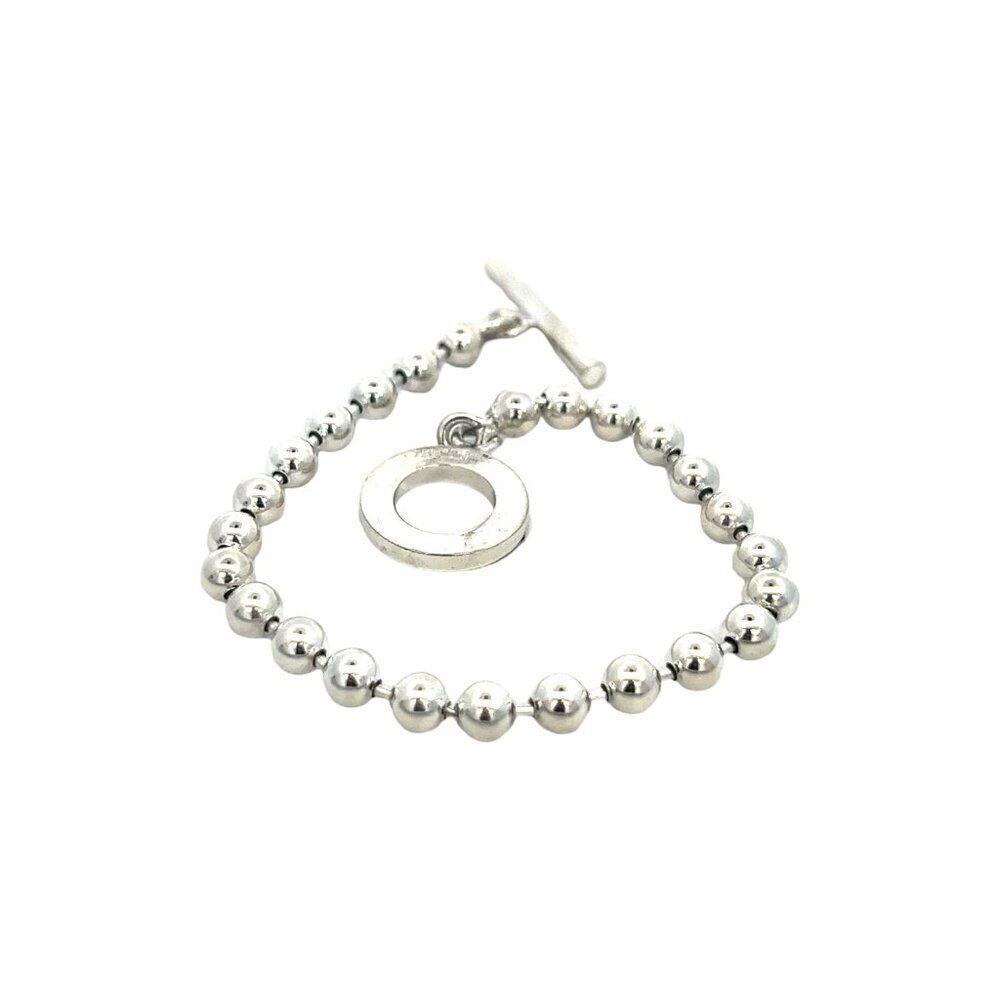 Gucci Estate Toggle Bracelet Size 8 Sterling Silver 8 mm Beads G34
